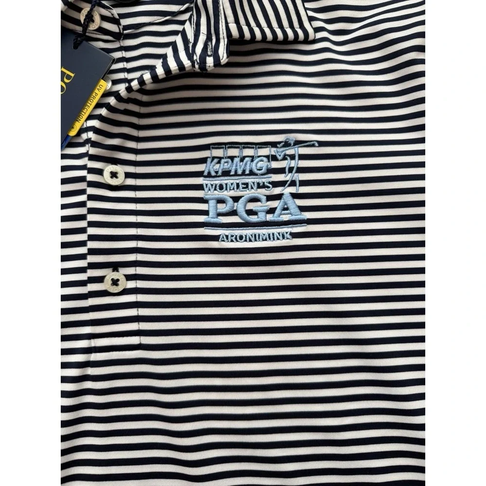 Polo Golf Ralph Lauren KPMG Women's PGA Shirt Medium Stripe UV Protection Golf T